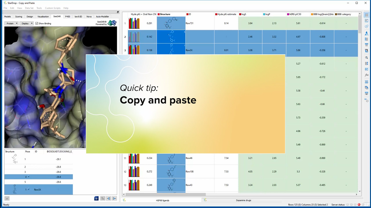 Copy and paste from StarDrop - Optibrium