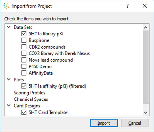 Screenshot from StarDrop showing how to import a profile