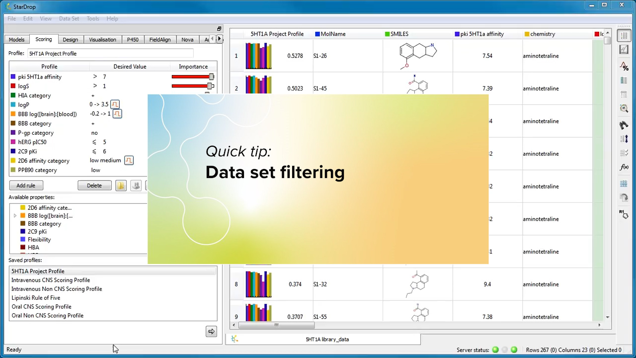 Data set filtering in StarDrop - Optibrium