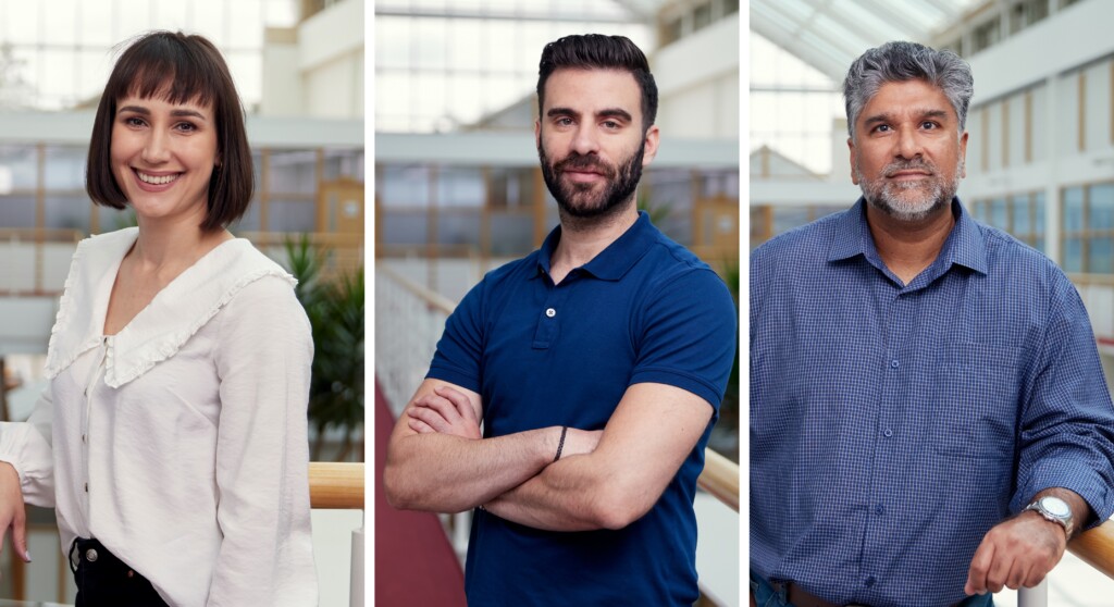 Pictured from left to right, Michelle Harrison, Head of Strategic Marketing; Chris Khoury, Associate Director of Business Development; Imran Ghauri, Business Development Manager, all appointed to support AI drug discovery software operations.