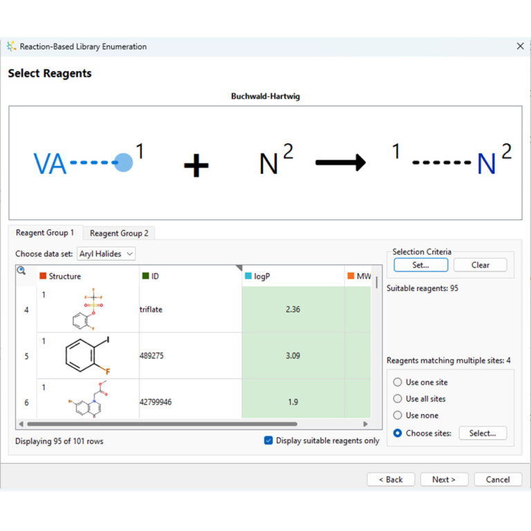 Reaction-based library enumeration in the StarDrop Nova module
