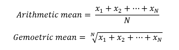 Two possible mean formulas for data aggregation.